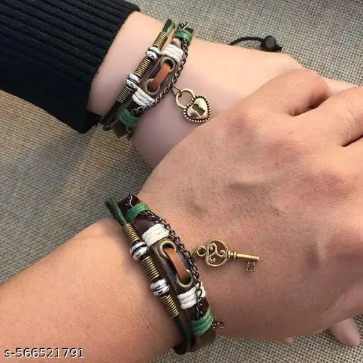Brown and gold-toned wraparound bracelet