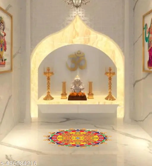 Decal Shop beautiful colorful four rangoli set for diwali decoration wall sticker (30 cm x 30 each, pack of 4)_25