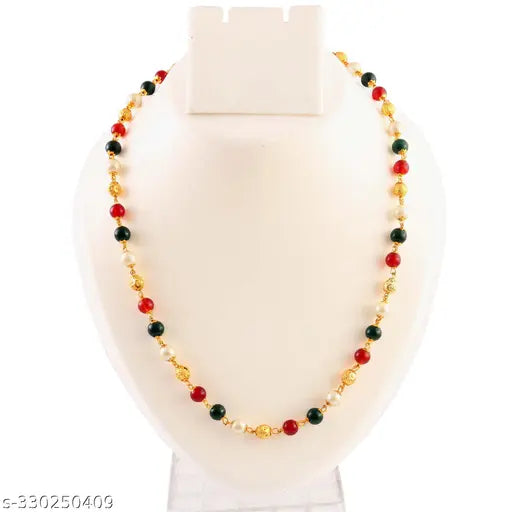 Jewar Mandi Gold Plated Chain Multi Color Mala