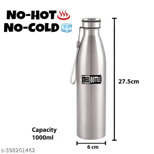 Stainless Steel Sports Water Bottles |Steel Bottle | Sports Bottle| School Bottle | Office Bottle | College Bottle|Steel Water Bottle For Kids School, Gym,Office,Work|Single Wall BPA Free & Leak Proof Cap and Steel Bottle Silver, Steel Fridge Bottle, Wate