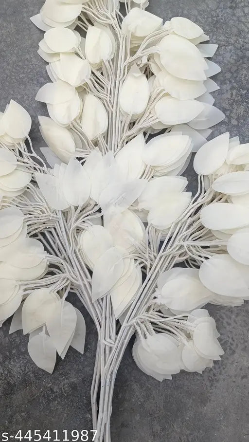 Pack of 4 pic White colour artificial ficus leaf for decoration