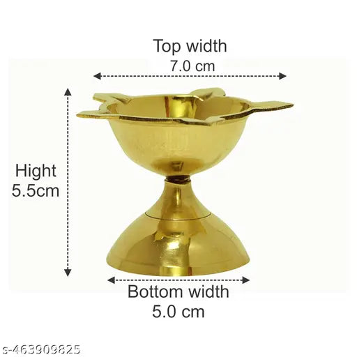 Brass Deepak Oil Lamp for Puja & Home Décor , 5 Batti  Deepak , Brass 5 batti diya , brass 5 mukhi diya for pooja , pooja deepak set of 2