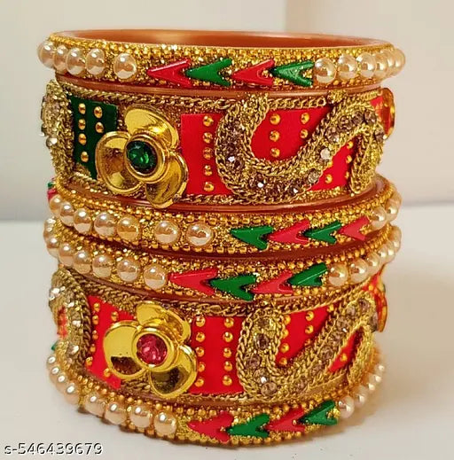 Lal Hara colour fancy bangles