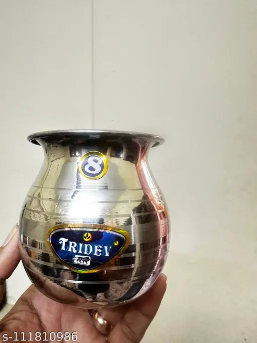 Expresso Heavy Stainless Steel Water Storage Lota/Kalash/Chambu/Tumbler for Pooja/Pongal/Marriage/Karvachauth - 450 ml, Silver