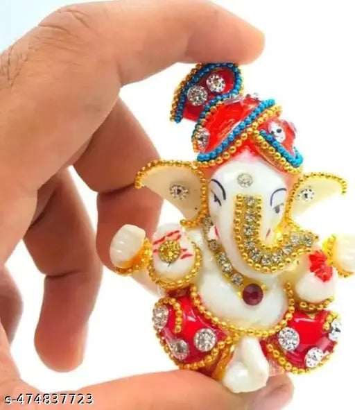 Meditating Stone Work Lord Ganesha Idols for Home Decor and Office Decor, Car Dashboard | Showpiece for Living Room | Ganesh Ji murti