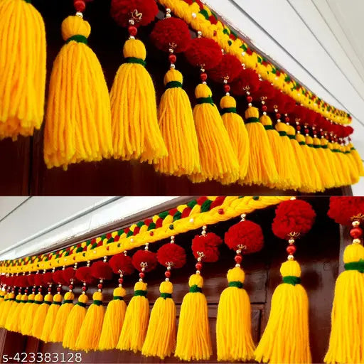 HomDizz Authentic Handcrafted Toran: Celebrating India's Artistic Heritage Toran  (Made of Woolen & Beads -Made In India)
