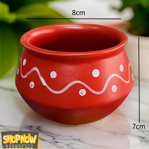 New Trendy Ceramic  Small Traditional  Handi  for Dahi , Milk product , Dal Rice  and More Snack ,Bowls ( set of 4 pcs Bowls ) 150ML