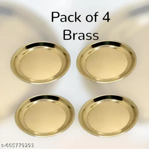 Pure Brass Small Plates Set of 04 For Multipurpose, Puja Size 3.5