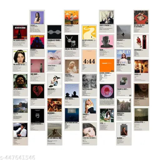 Aesthetic Wall Collage Kit || 40pcs (4×6inch) Album Song Aesthetic Posters For Room Decoration Water Resistant Fine Art Print  (4 inch X 6 inch)