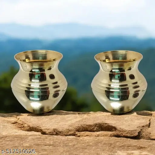 Brass Small Pooja Lota for Puja Article - 2 Pcs