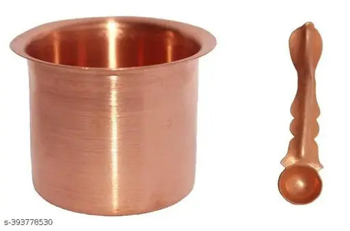 Haridwar Divine Copper Panch Patra Glass with Spoon, Poojan Purpose For Home | Temple | Sawan | Shivrtari Pooja | for All Pooja Purpose
