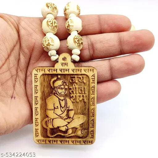 Sacred Tulsi Mala with Ram-Carved Hanuman Ji Locket | Devotional Mala