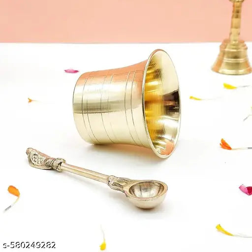 Sanatan Siddhi Brass Panchapatra & Uthirani Set | Holy Water Serve Set