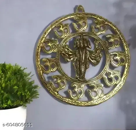 SM ENTERPRISES Golden Panchmukhi Hanuman with Om for Door Entrance, Office, Puja, Vastu