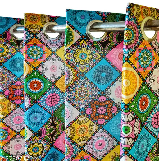 KANUSHI Industries® 1 Pieces Washable Polyster Eyelet Window Curtain Set (CUR-DIG-B-5FEET-1PCS)…