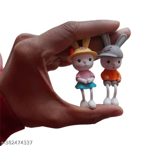 Rabbits Couple Miniature showpiece- Best for Valentine Gift, Home Decor, Tray Gardening ,Plant décor ,Fairy Garden Accessories and Car Decor