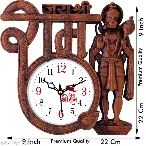 PHULWARI CRAFTS Ram Lala Wall Clock for Home Devotional Decorative Clock Shri Ram Mandir Design