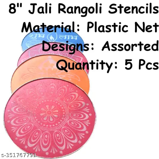Artonezt Magic Rangoli Stamp + 4 Rangoli Powder Pouches + 5 Stencils for Navratri Pongal Pooja Mandir Diwali Floor Decoration