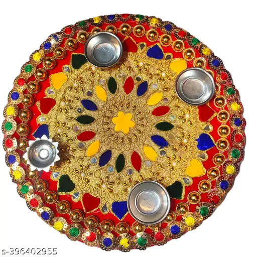 Handmade Decorative Thali Round Shape Pooja Thali
