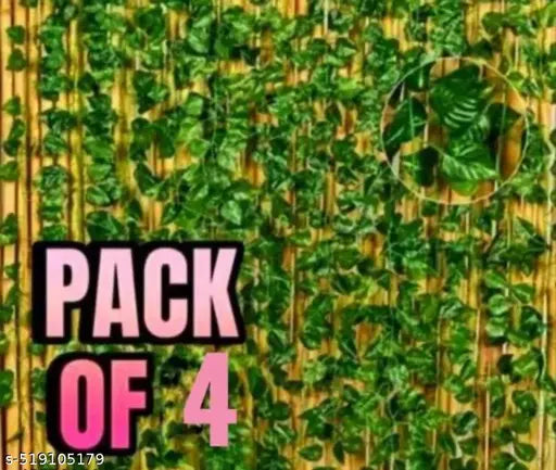 (Set of 4 String) Moneyplant :- (8 Feet) Artificial Garlands Plant Home Decor Main Door Wall, Balcony