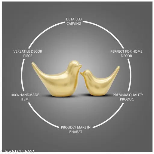 aaBco Ceramic Golden  Blessing Birds Figurine For Home Decor | Officr Decor | Table Top