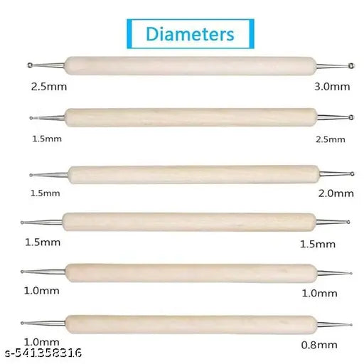 CraftNcreation Tools 9 Pcs/Set for Clay Dot Mandala Embossing Modelling Ball Stainless Steel Wooden Tool for Fondant Cake Decorating Nail Art Rock Painting for Beginners Artists.