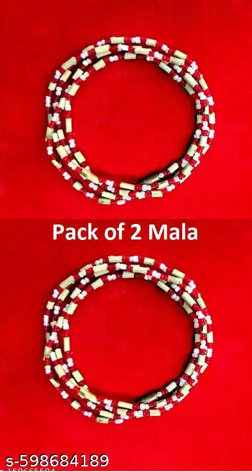 Designer Tulsii Mala 34" For Girls, Original tulsii Beads, From Vrindavan/Tulsii Kanthi Mala/Rosary Tulsii Neckless/ISKON Tulsii Kanthi/Vaishnav Tulsii Kanthi Mala. Original kanthi rudrakhsa tulsii mala puja jap 2Pcs