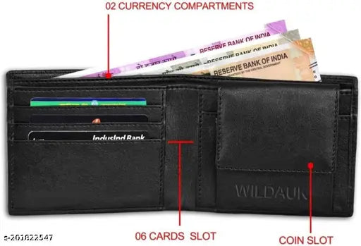 WILDAUK  Men Casual, Evening/Party, Formal, Travel, Trendy Black Artificial Leather Wallet  (3 Card Slots)