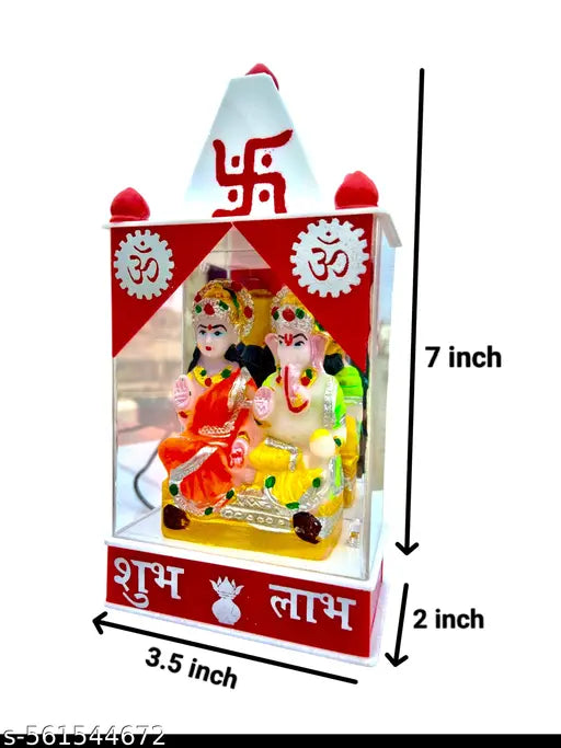 "Laxmi Ganesha Idol for Diwali Gift & Home Temple" – LED Light Showpiece for Pooja Room, Mandir Decor, Festival Vastus Statue with Electric Glow Murti