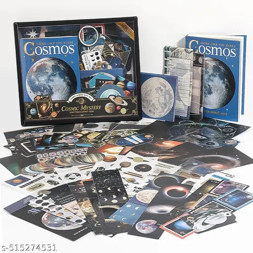 Scrapbooking Supplies Kit, Aesthetic Cosmos Scrapbook Kit for Junk Journal, Stationery, Bullet A6 Grid Notebook DIY Scrapbook Birthday Craft Gift for Teen Girl Kid Women (Cosmos)