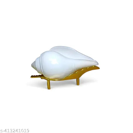 Decorative Brass (Pittal)  Shankh (Conch) Stand (Shankh  Dani, Jal Shankh)) for Pooja - 11*5 cm