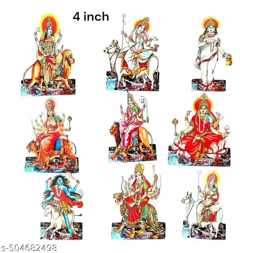 Nav Durga Wooden MDF Set for Navratri Decoration – 4 Inch