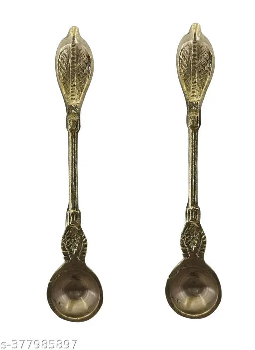 Puri Crafts pure brass naga design pancha patra spoon pack-2