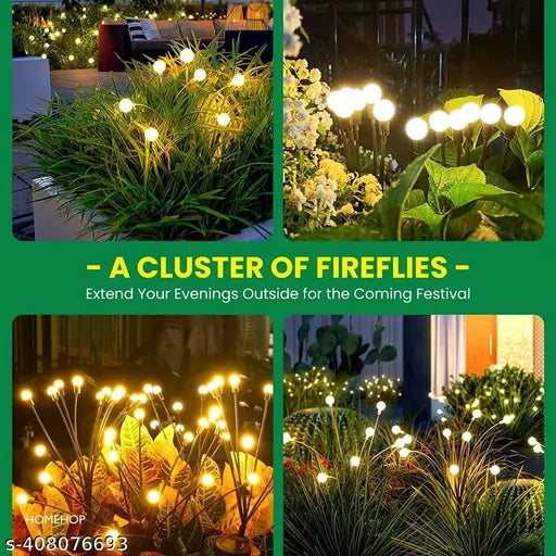 8 LED Solar Light Outdoor Swaying Firefly Garden lamp with 8 Led, Waterproof for Home Decor & Courtyard, Auto On/Off,Warm White (ABS Stainless Steel)