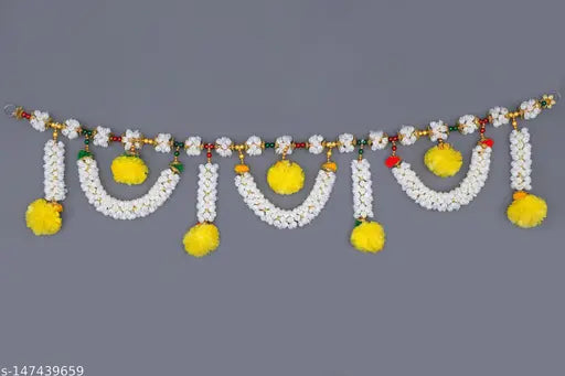 Riveting Home Décor  traditional Beads With Yellow Pom Pom door hanging Toran.
