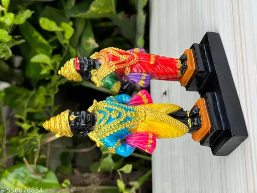 OM SAI GIFTS Vitthal Rukmini Murti 12 cm Polyresin – Car Dashboard Table Decor multicolour