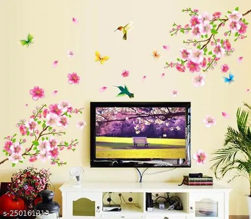 Wall Stickers Flowers TV Background Branch LED LCD Living Area Decoration PVC Vinyl