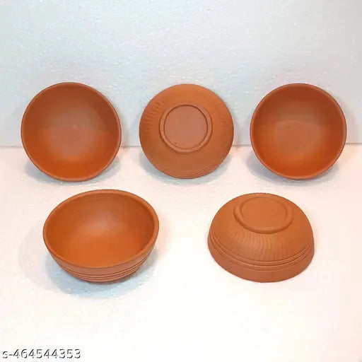 "SimplyBuy Handmade Terracotta Clay Bowl Set - Eco-Friendly Traditional Pottery for Serving, Perfect for Kitchen & Dining"