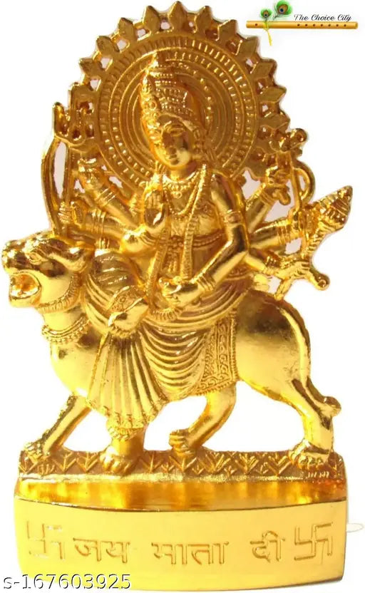 Traditional Handmade Brass MATA Durga/Maa Ambe Murti idol for Home-Office Decor-Car Dashboard