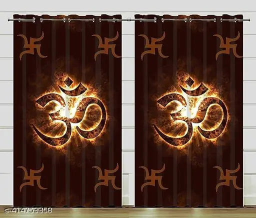 Digital Printed God Mandir Bhagwaan Designer Door Window Curtain 1 pc
