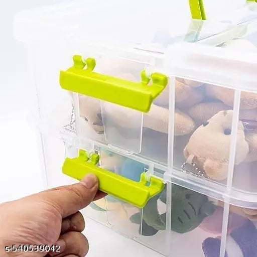 Multipurpose 3 Layer Stack & Carry Box, Plastic Portable Storage Container Box Handled Organizer Storage Box and Beauty Supplies
