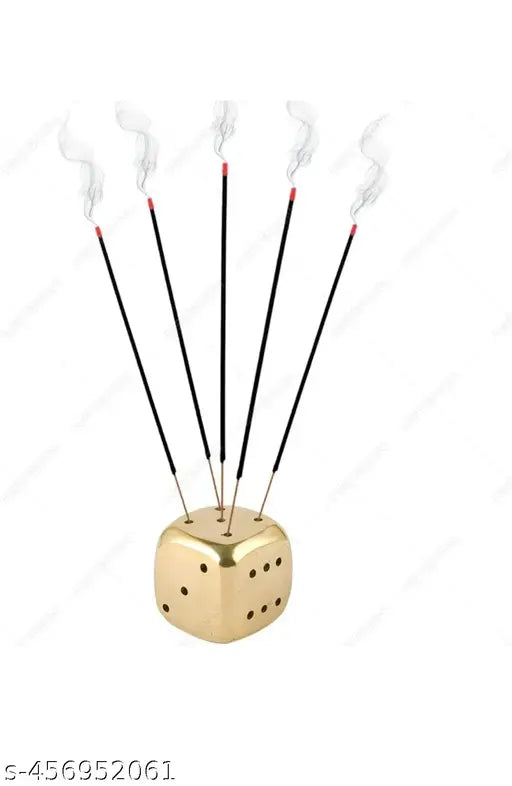 CLICKNECT INDIA Brass Dice/Pasa with Round Edges in Antique Gold Finish || Elegant Choice for House & Office Decoration & Gift Purpose || Incense Stick Holder ||(PACK OF 2)