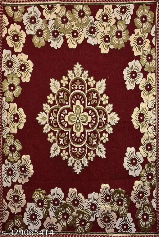 Luxurious Attractive Floral Self Design Cotton 4 Seater Center Table Cover