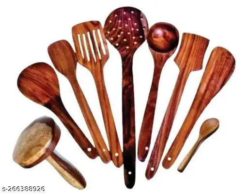 Set of 7 spoons (No Holder) and 1 Roti/Parantha Presser and Free 1 Mini Spoon
