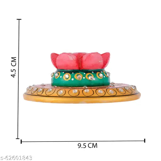 CRAFTAM Marble Made , Kundan Embellished Agarbatti Stand, Incense Stick Stand Holder for Home Temple , Office and Gifts