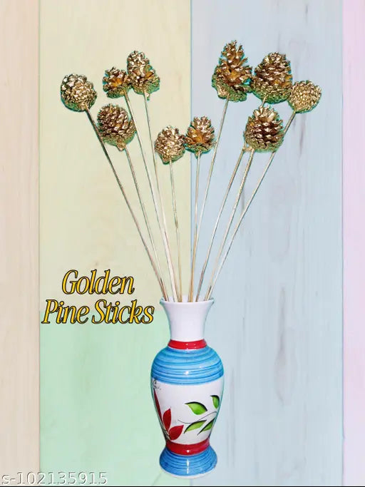 Bunch of Handmade Golden pine Artificial flower sticks Without Pot for decor home office indoor decor festive decor
