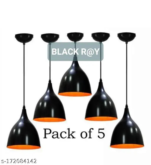 BLACK R@Y Lamp/Pendant Lamp/Ceiling Light to décor your Home/ Bedroom/ Drying Room/ Living room/ Restaurant and Home Decor Pendants Ceiling Lamp (PACK OF 5).