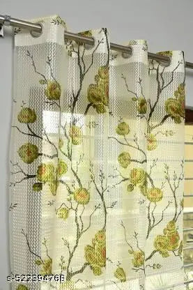 Tissue Net Curtain 5ft ( Pack of 3 , Green )