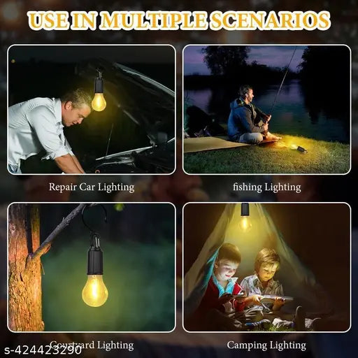 Hanging Rechargeable Camping Lamp Unbreakable Waterproof with Rechargeable Battery, 3 Light Modes, Decorative Design with Type C USB Charging pack of 1