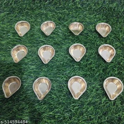 Brass Lakshmi Glow Diyas | Golden Glow Diyas For Pooja Purpose| 2 Inches | (Gold ,Brass) - 12 Pieces